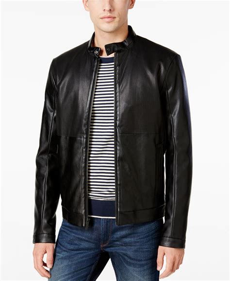 calvin klein men's leather jacket|calvin klein men's overcoat.